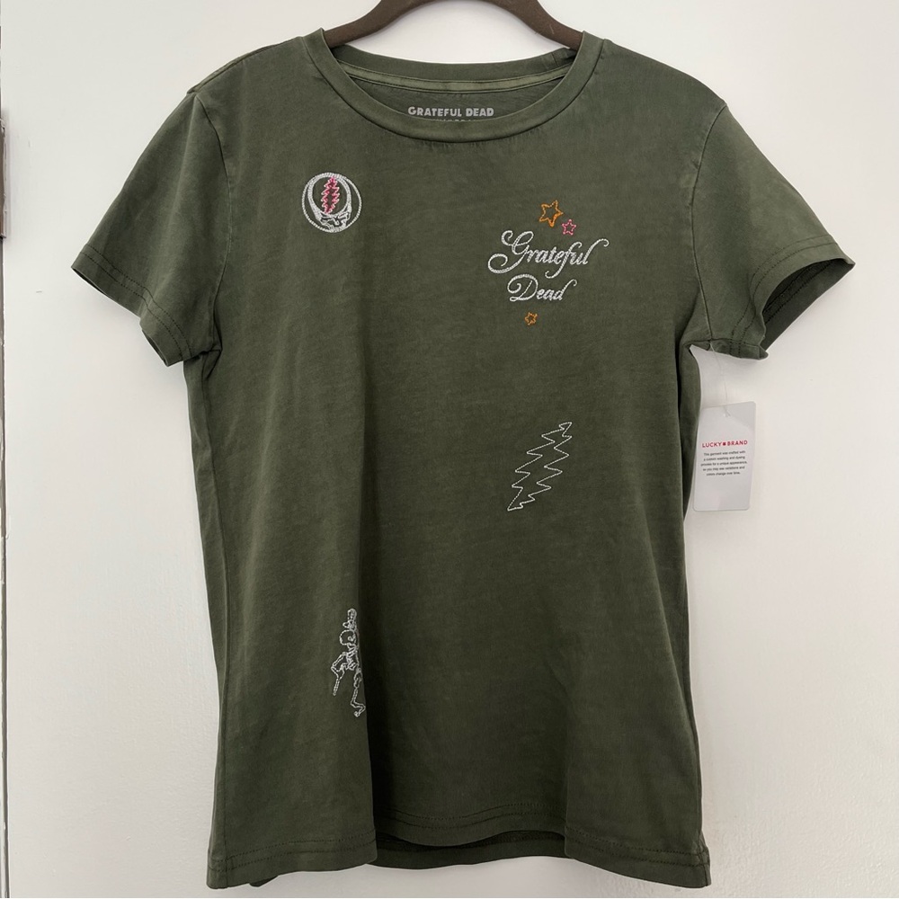 Lucky Brand women’s Grateful Dead Band  T Shirt  Embroidered Small NWT